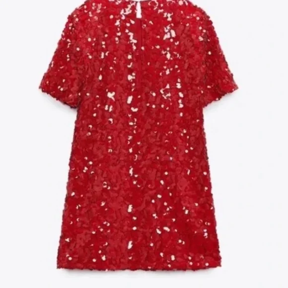 Zara red sparkling dress (Large) - Picture 3 of 4